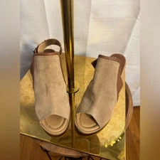 Coach and Four Tan and Brown Sandals with Slingback Strap