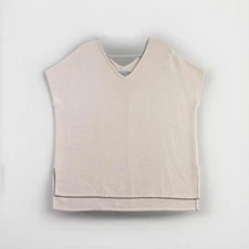 NEIMAN MARCUS Women's Cashmere Collection Beige V-Neck Sweater Size Medium EXC