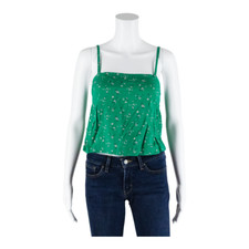 HOLLISTER Damen Camisole Weste Grün Ärmellos Viskose Floral S