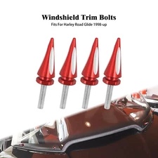 4x Impaler Spike Red Windshield Bolt Kit Fits For Harley Road Glide Wind Screen