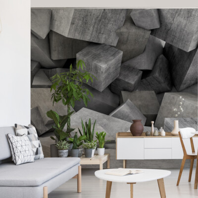 VLIES FOTOTAPETE Selbstklebend XXL Wohnzimmer BETON 3D Würfel 5029