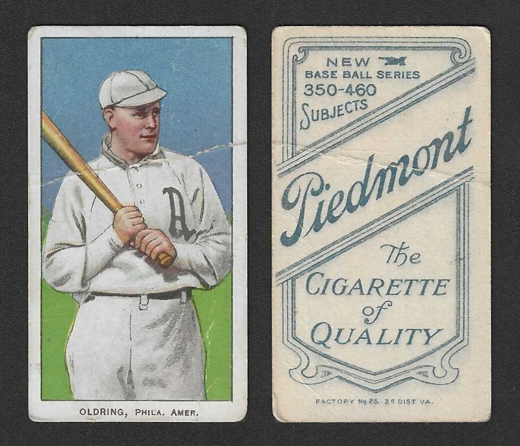 T206 Rube Oldring Philadelphia Baseball Tobacco Card - Piedmont 350-460 Fac 25