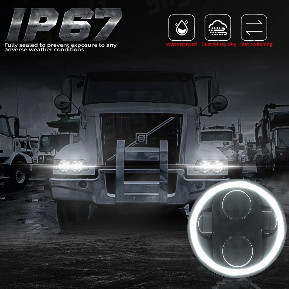 4 PIEZAS 5.75 5 3/4" Proyector Negro LED Faros para Kenworth W900A Peterbilt 359 Foto 3 de 4