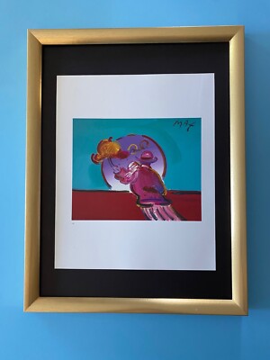 Peter Max | Angel Vintage Print Signed Framed Large 16x12in. Gold Pop Art
