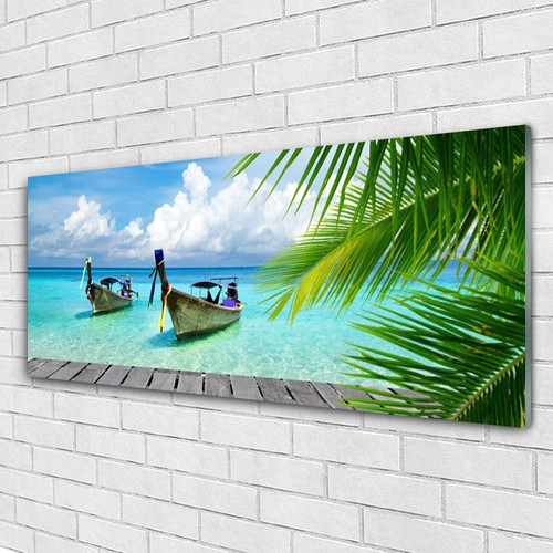 Tableau Mural Tulup Sous Verre 125x50 Cm - Impression Mer Et Plage - Déco Moderne