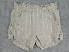 Sanctuary Clothing Linen Shorts Pull-On Pinstriped Beige Size Small