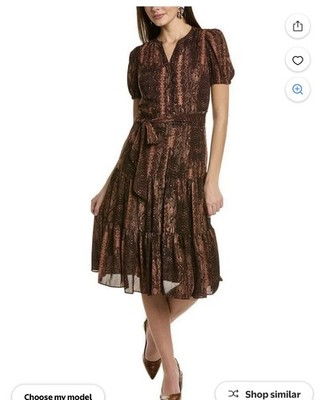 Nanette Lepore Snake Print Midi Dress Size 10 Tiered Wrap NWT | eBay