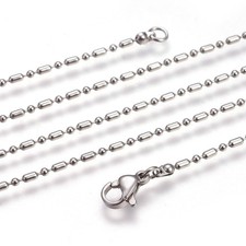 10pcs Ball Bead Chain Necklace w/ Lobster Claw Clasp Silver Link Stainless Steel