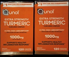 2 New Qunol Extra Strength Turmeric Ultra High Absorbtion - 120 Caps Each 01/27 