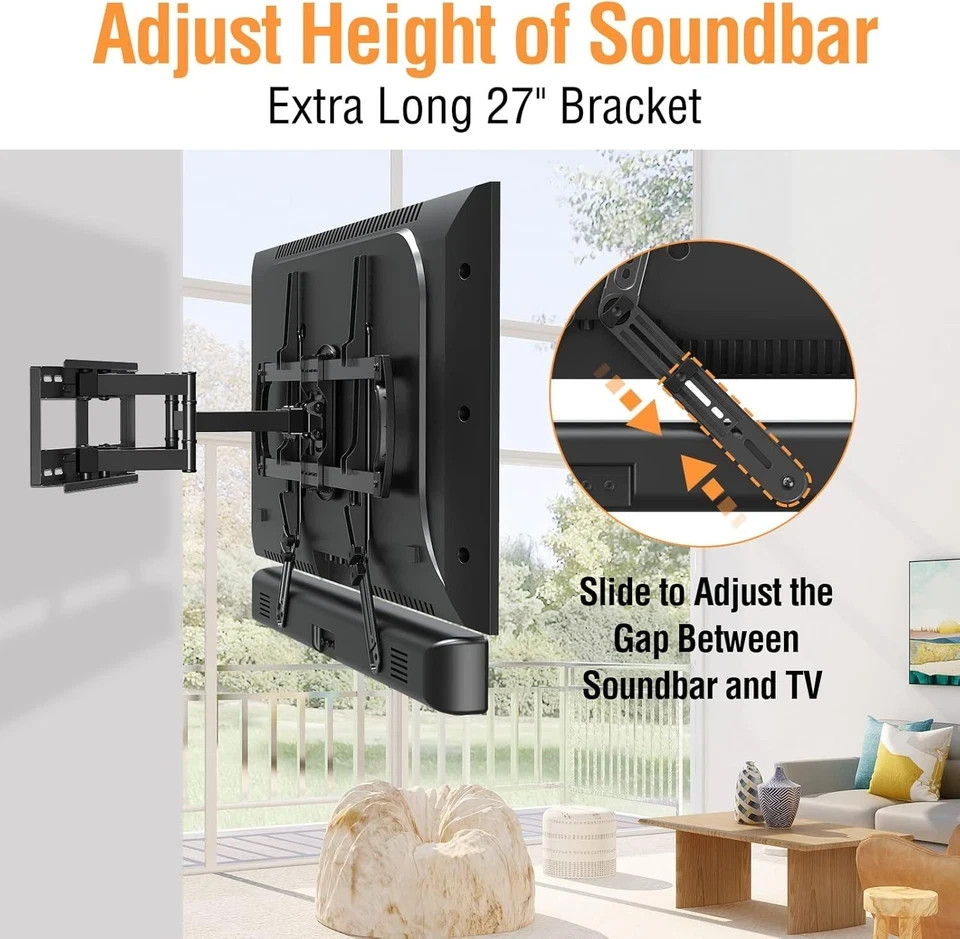 Soundbar Mount, Sound Bar TV Bracket, for Mounting Above or Under TV, Fits Mo...
