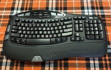 Logitech K350 Wireless Wave Keyboard Ergonomic Black Y-R0053 Tested No Dongle
