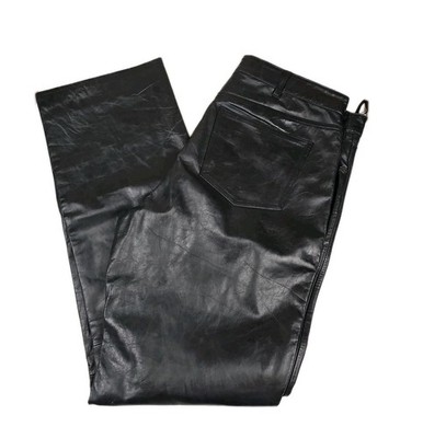 Vtg GAP Boot Fit Bootcut Black Genuine Leather Pants Lined Mens 38x32 Y2K