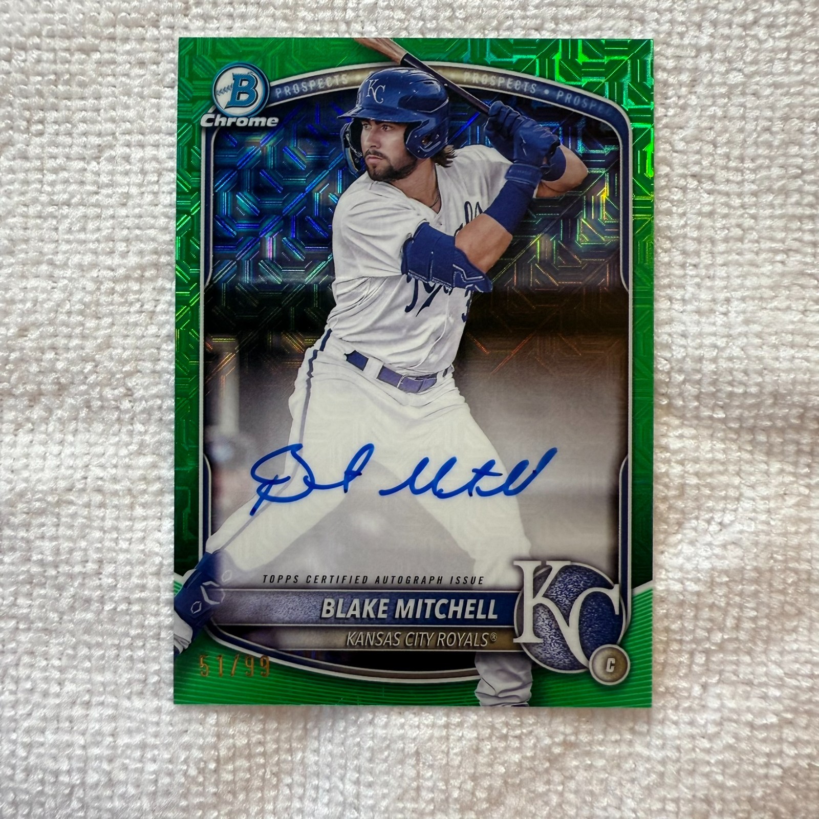 2025 Bowman Chrome Mega Box BLAKE MITCHELL Prospects Green Refractor Auto /99
