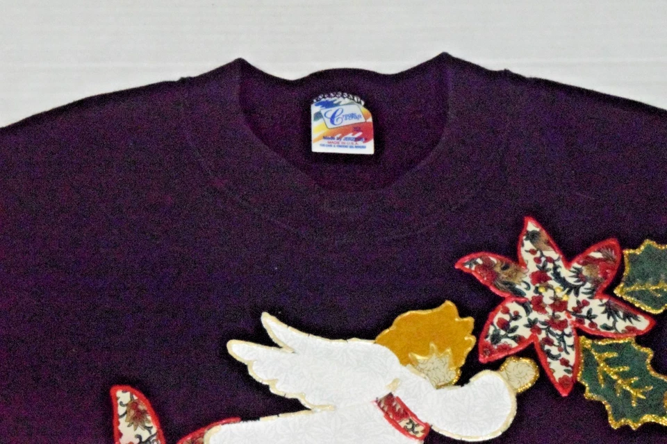 Sudadera Vintage Jerzees Create A Craft Talla XL 90s Navidad Ángel Hecha en EE. UU. Foto 4 de 4