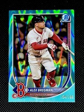 ALEX BREGMAN🔥🔥 SN 2025 Bowman Chrome Aqua RayWave #15 Cubs ⚾️  Red Sox /199