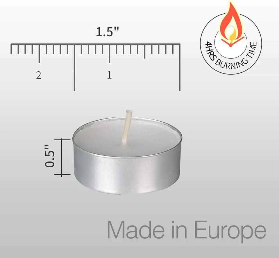 Tealight Candles - 4 Hours - Giant 100,200,300 Bulk Packs - White Unscented Euro - Image 2 of 4