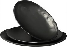 Black Serving Platter Set of 3 Porcelain Holiday Fancy Plates Oval Dark Rock New