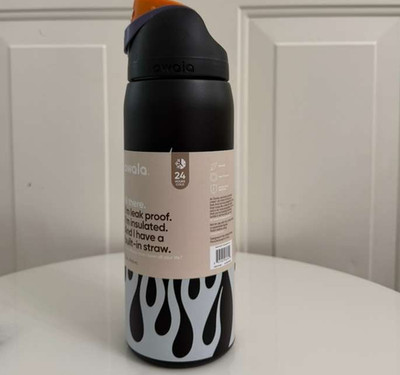 Owala FreeSip 32oz Black Flame Water Bottle Chrome Inferno Style - 2026 Gift