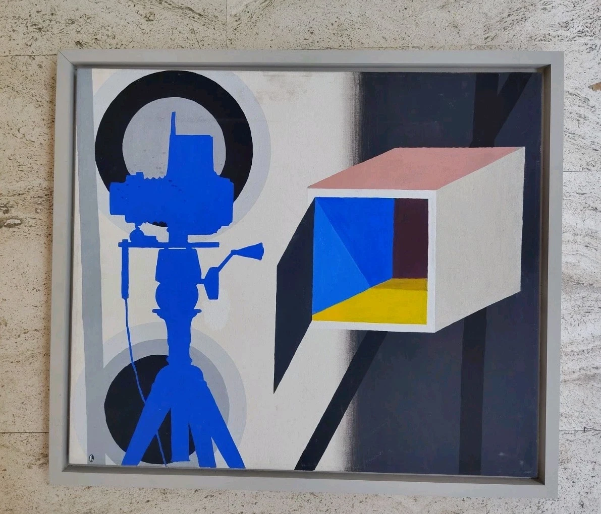 Pintura al óleo sobre lienzo Jorg Eberhard - ""Cámara oscura"" Alemania XX Se...