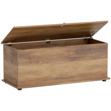 HOMCOM Storage Chest With Lid, 113L Storage Box, Brown Wood Grain