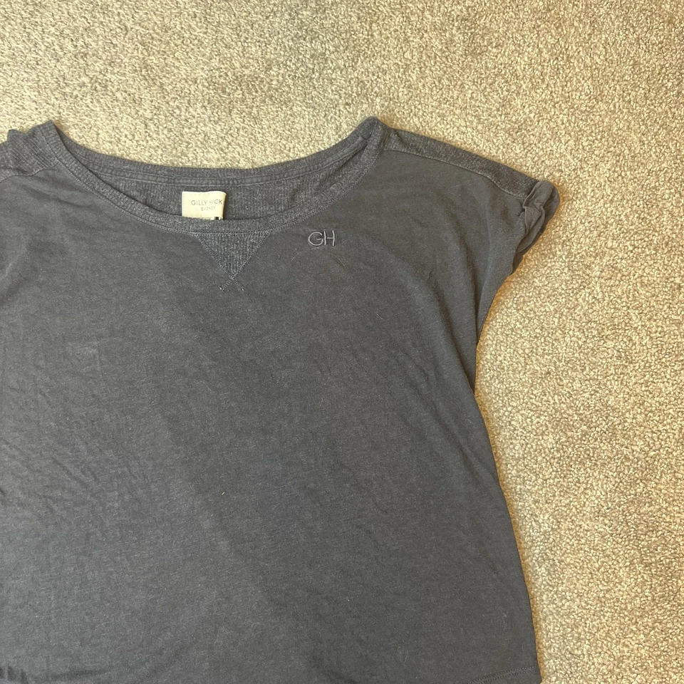 Camisa Gilly Hicks para mujer XS azul marino manga corta informal dobladillo alto bajo camiseta suave Foto 3 de 4