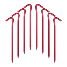 7075 Aluminum Tent Stakes 10/15 Pack - Ultralight 7 Inch Hook Tent Pegs with ...