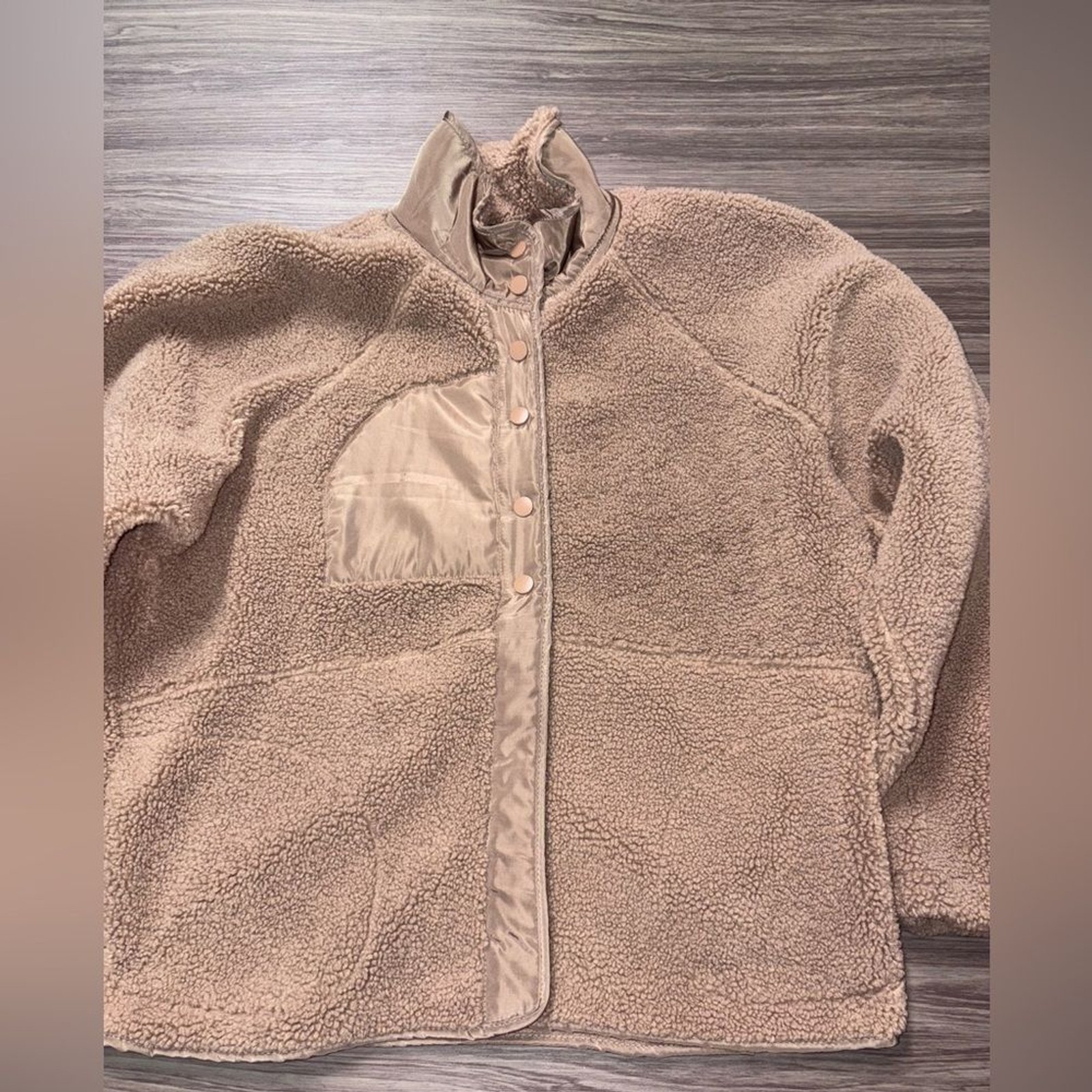 Blu Pepper - SOLID SNAP BUTTON FLEECE JACKET Size… - image 1