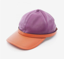 Gucci Purple & Orange Leather Baseball Cap Ad...