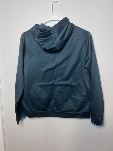 Under Armour Hoodie Sweatshirt Youth Large YLG Teal Pullover Logo - Picture 2 of 3