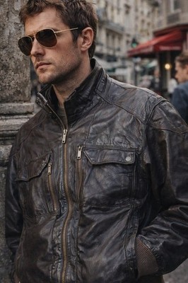 CHEVIGNON Sheepskin Leather Flight Bomber Jacket B-CRAWL CUIR PCLC027