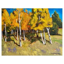 Original Painting Landscape Autumn Aspen Trees 11x14 Signed Art Flagstaff AZ