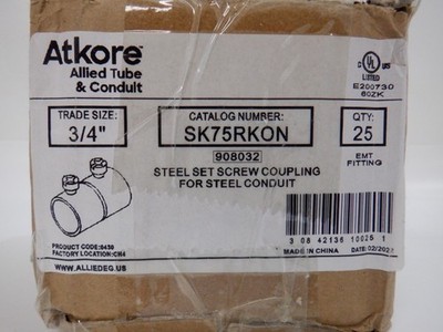 25 pcs Atkore SK75RKON 3/4'' Emt Set Screw Coupling