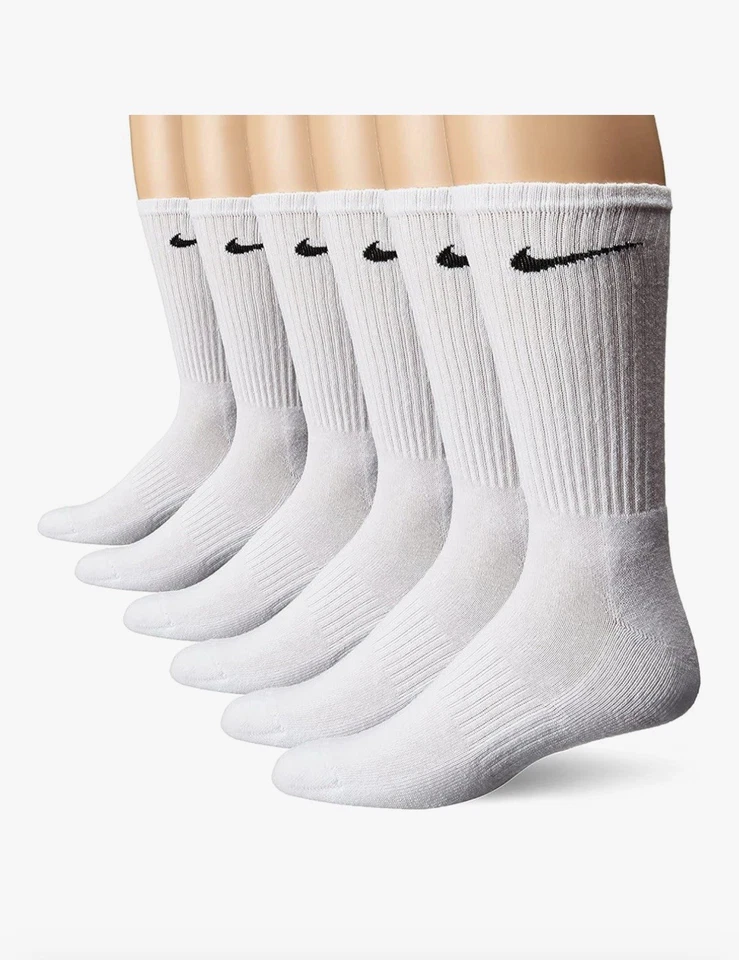 Nike Dri Fit Calcetines Secos Acolchados Algodón Crew 6 Pares GRANDES BLANCOS Foto 4 de 4