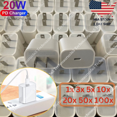 20W PD USB-C Power Adapter Fast Wall Charger For Apple iPhone 14 13 12 16 15 Lot