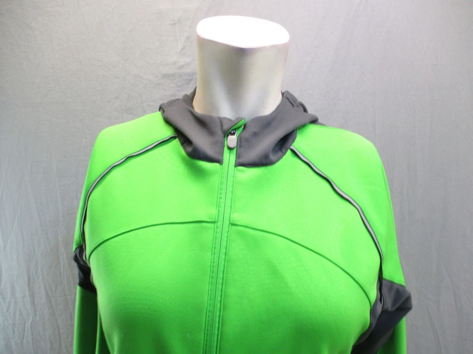 Chaqueta atlética Novara talla M para mujer verde y gris con capucha y cremallera 5BL-130 Foto 2 de 4