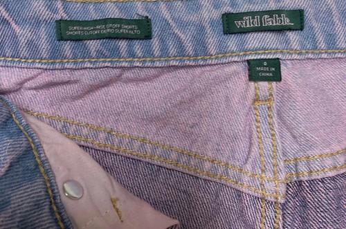 Wild Fable Womens Sz 0 Blue Pink Patchwork Denim Shorts 24.5 - Picture 9 of 12