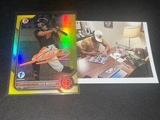 Luis Matos Giants Auto Signed 2022 Bowman Base 1st Edition Yellow Foil /75