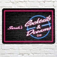 Insegna Bar Personalizzata - Insegna Cocktail e Sogni per Interni ed Esterni