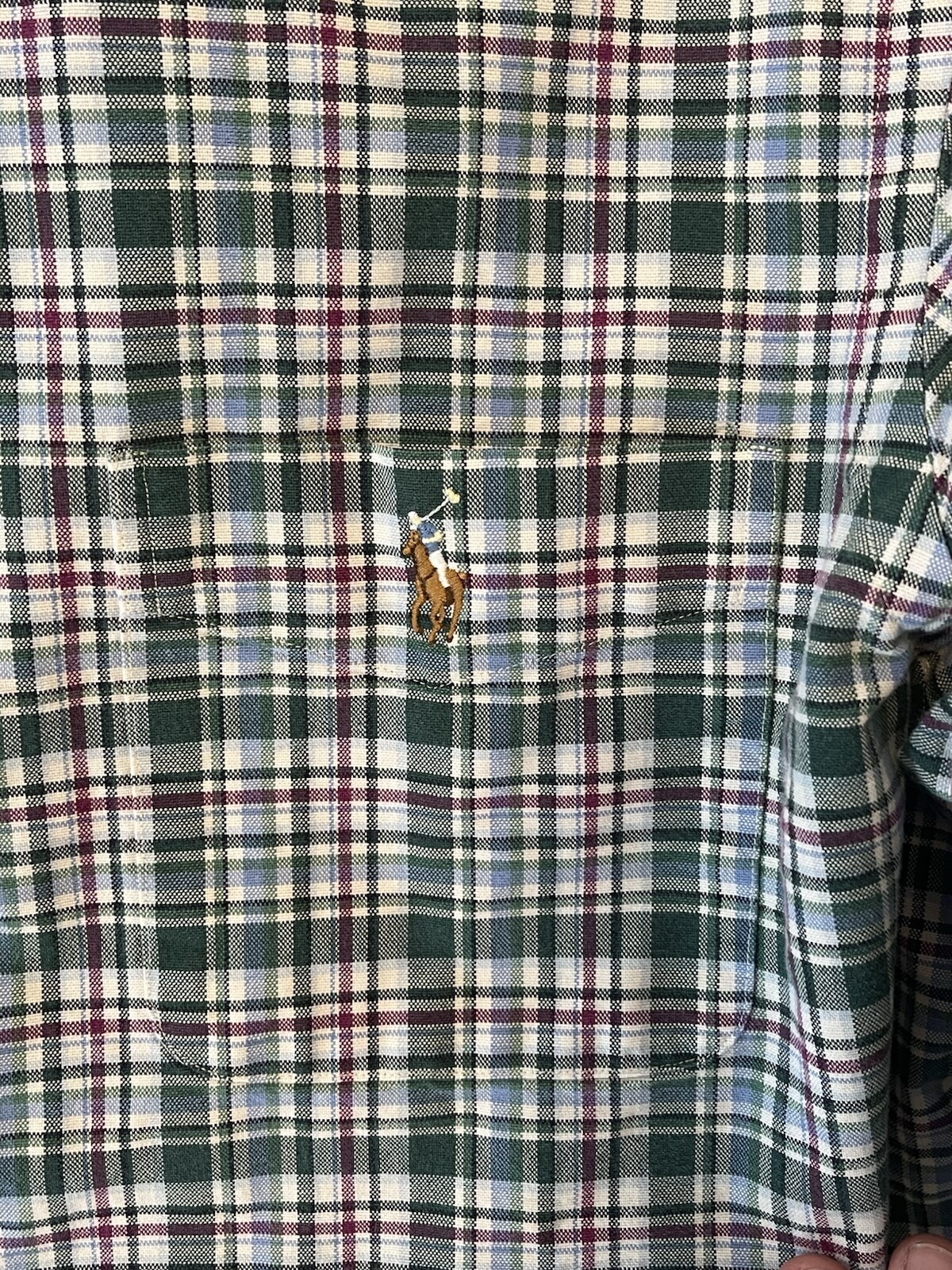 Polo Ralph Lauren colorata pony camicia abbottonata quadri manica lunga uomo L