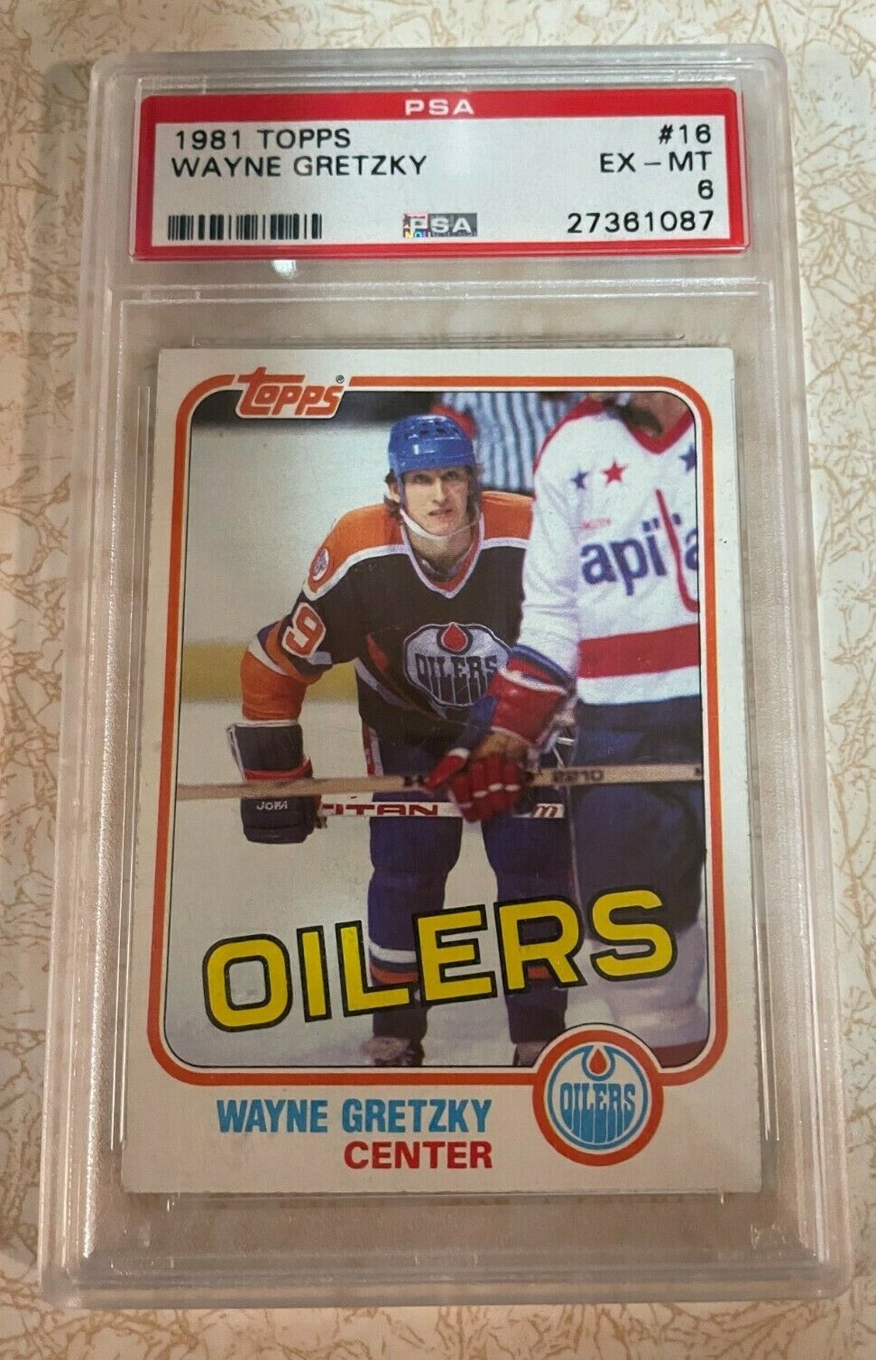 1981 Topps WAYNE GRETZKY #16 PSA 6 Ex-Mt Edmonton Oilers - Nice Card Center !!!