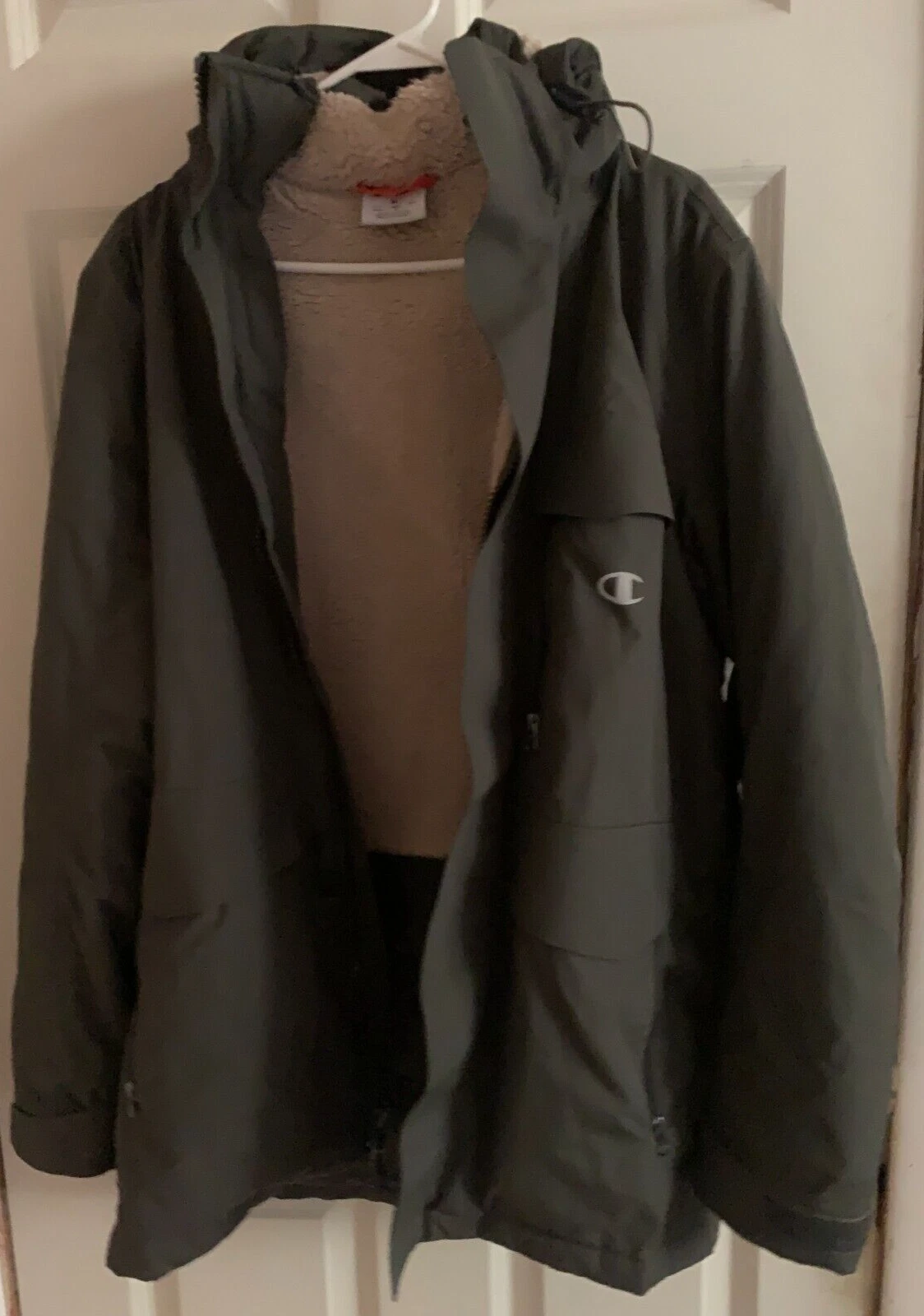 Champion Performance Jacket for men in Dark Green size Medium w/ Adjustable Hood
