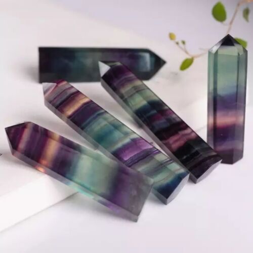 Bacchette Cristallo Guarigione Fluorite Arcobaleno Obelisco Punto Torre Reiki Decorazione Casa - Foto 4 di 6