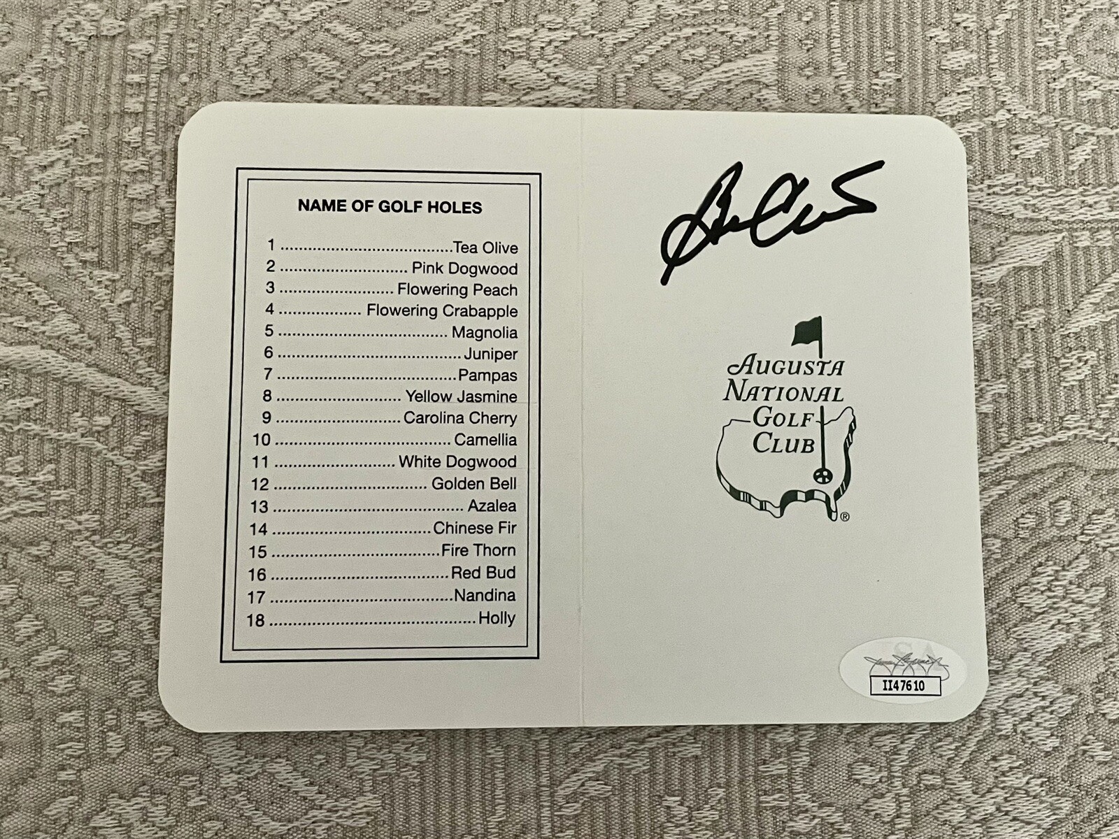 Ben Crenshaw Autographed Signed PGA FULL AUGUSTA MASTERS GOLF SCORECARD JSA CERT 