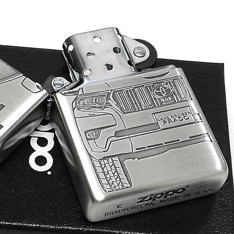 Zippo Toyota Land Cruiser Prado SUV Silver Etching Sculpture Oil