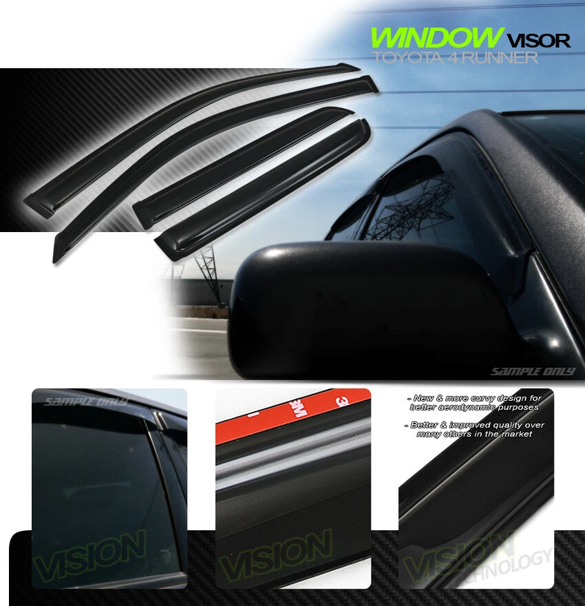 Protector de lluvia/viento para Toyota 4Runner 03-09 ventilación oscura sombra deflector viseras de ventana Foto 2 de 2