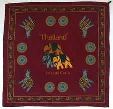THAILAND Arts and Crafts Silk Scarf Burgundy Colour 