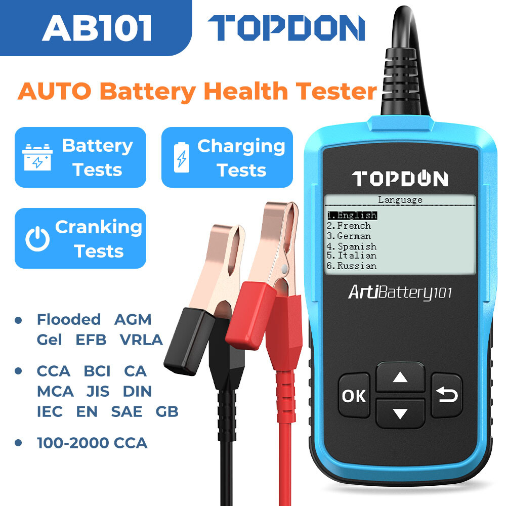 TOPDON 12V Car Load Battery Tester AB101 Digital Analyzer Tester LCD Screen UK