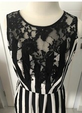 New Guess Lace Dress Stripes Black and White Size M