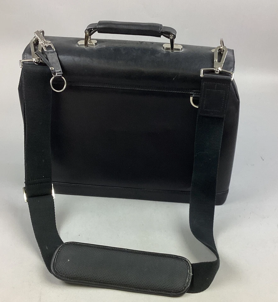 Kenneth Cole Maletín de Cuero Negro Bolso Cartera para Laptop Foto 2 de 4