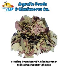 45 Blackworm  Cichlid Gro Green Flake Premium Mix. Made in the USA
